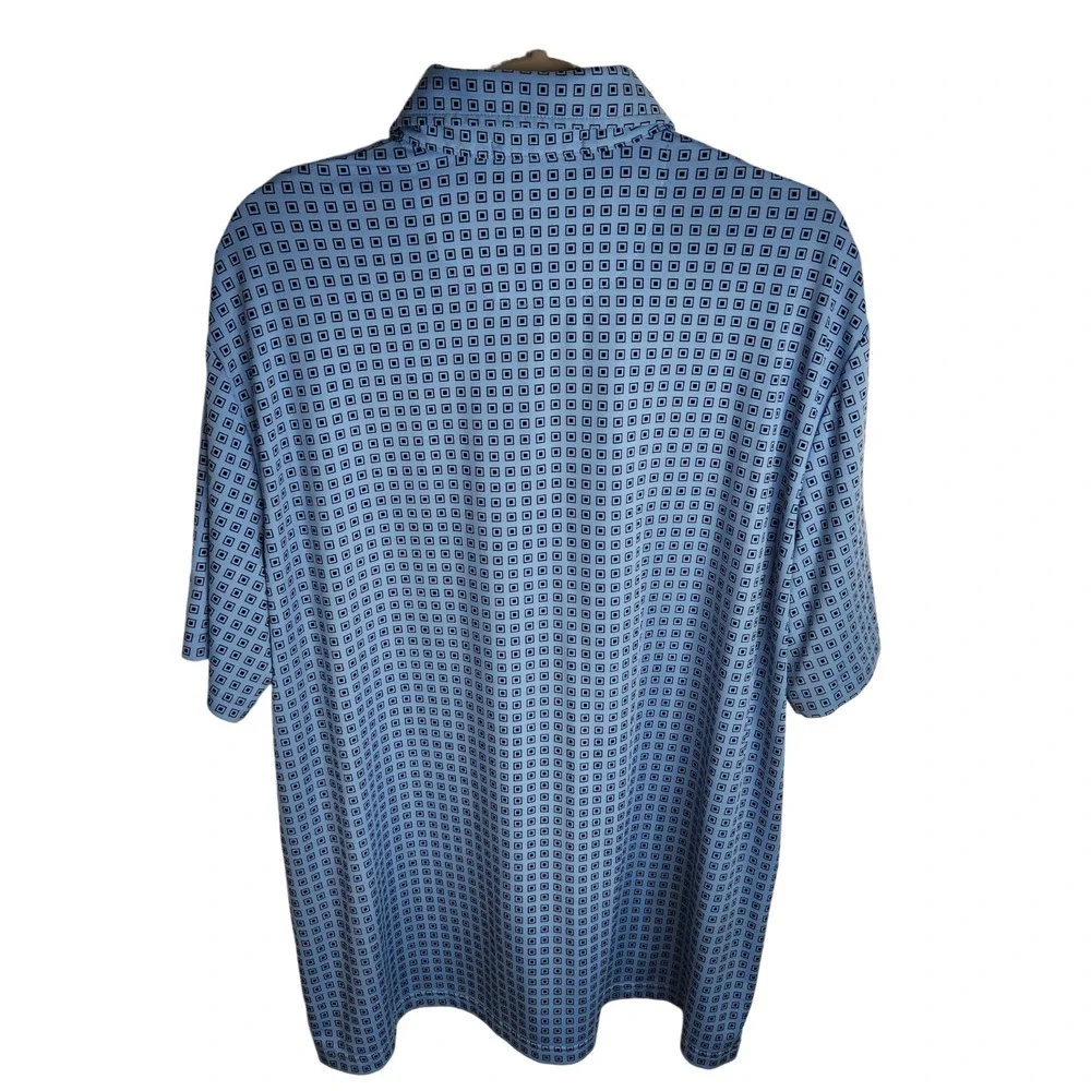 RLX Ralph Lauren Polo Shirt Men's XL Blue‎ Geometric Golf Performance Wicking
